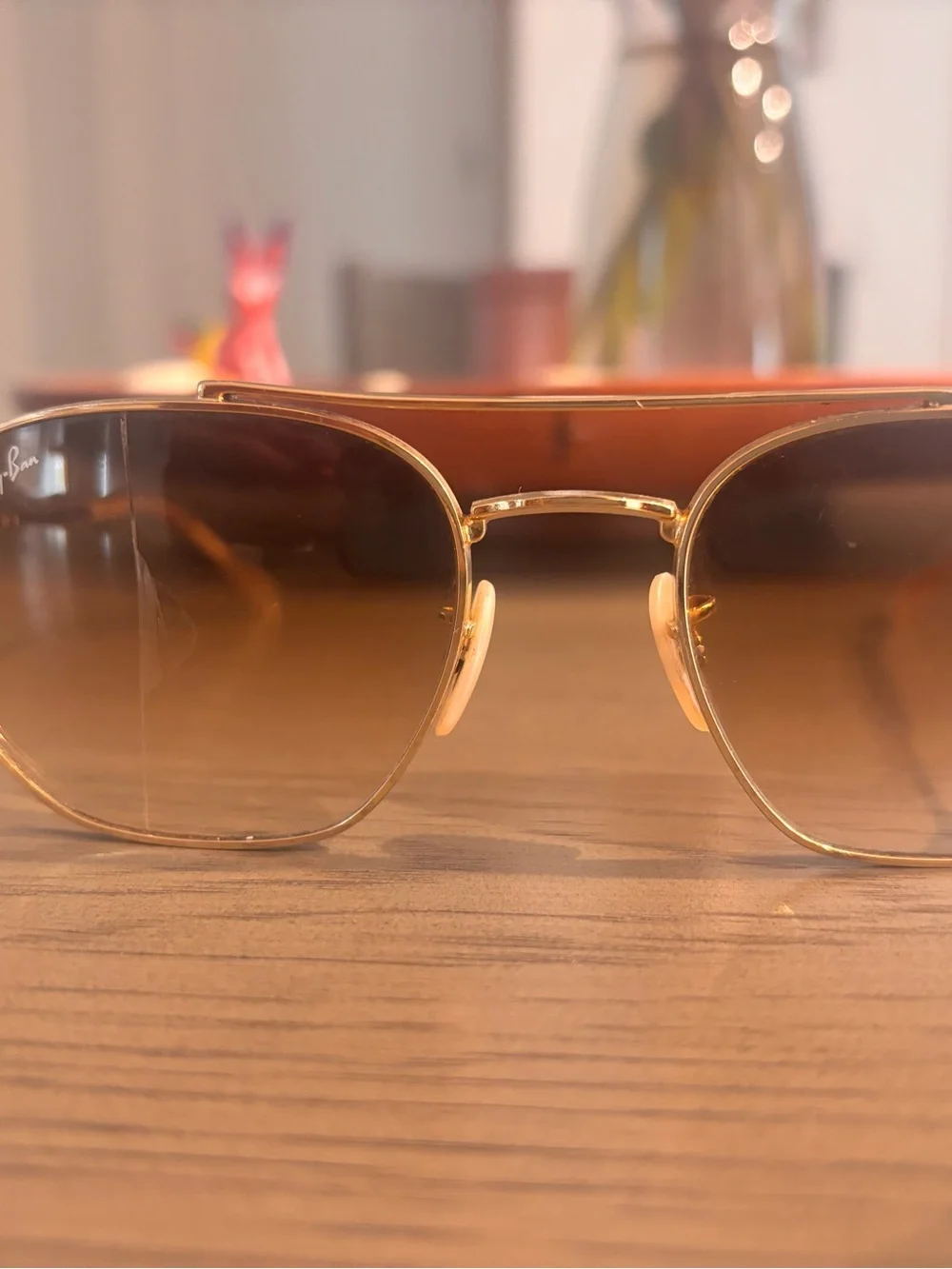Ray-Ban Gold Frame Sunglasses with Black Case